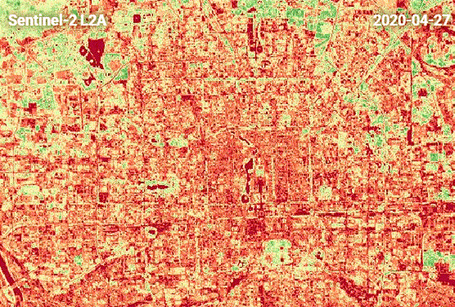 基于高光谱卫星制作的北京市植被指数变化图