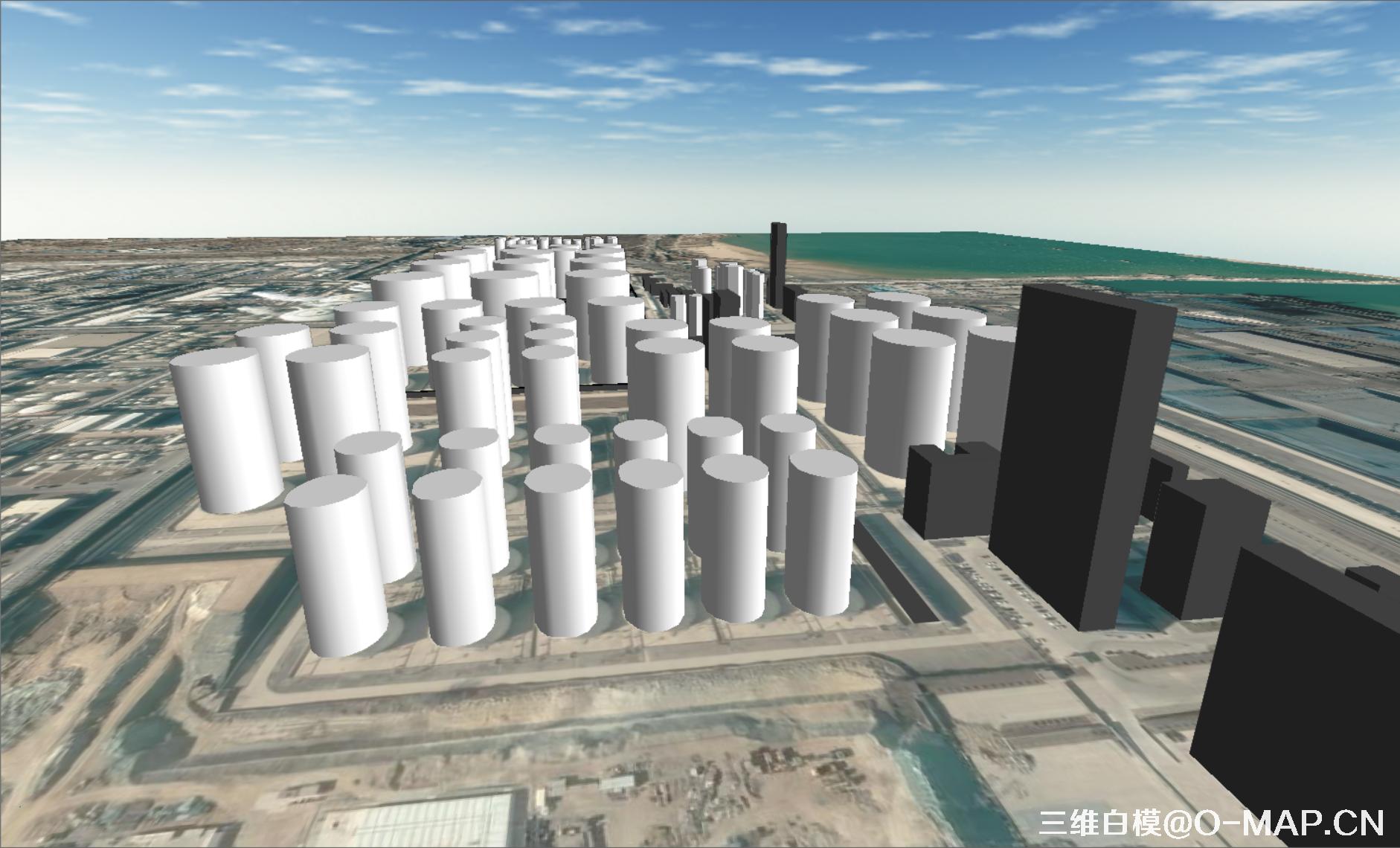 烟台市化工区3D白模建筑物白模石油储蓄罐白模