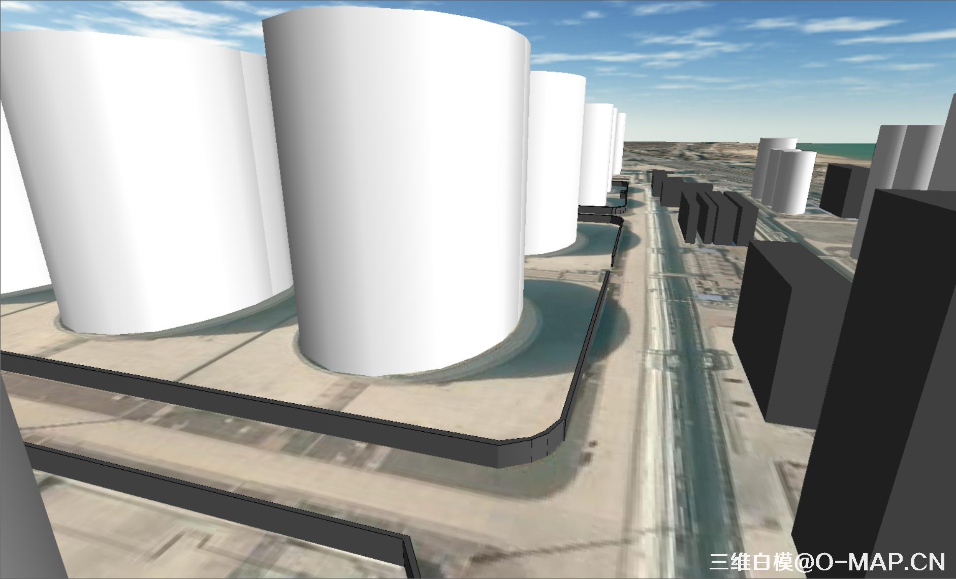 烟台市化工区3D白模建筑物白模石油储蓄罐白模