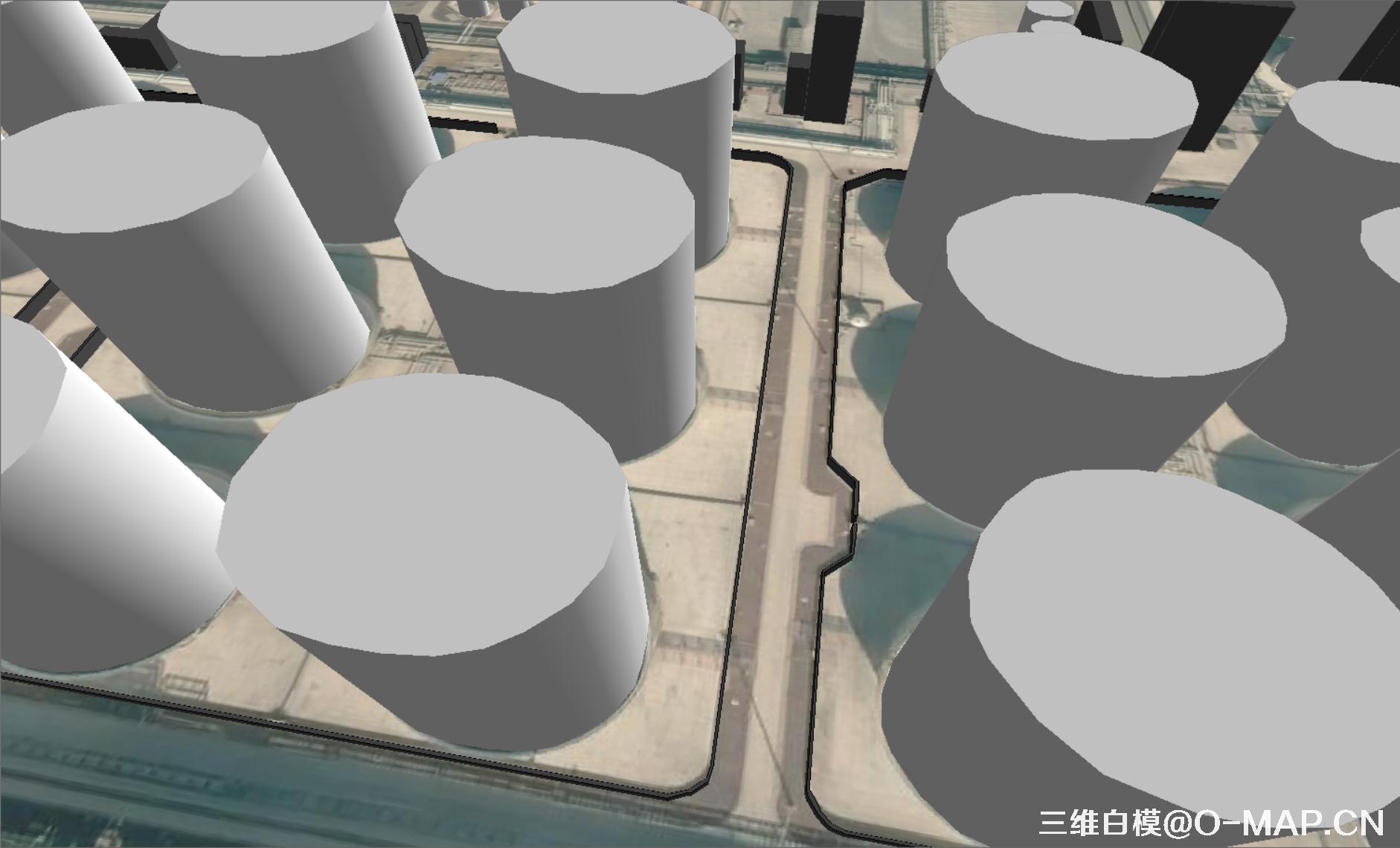 烟台市化工区3D白模建筑物白模石油储蓄罐白模