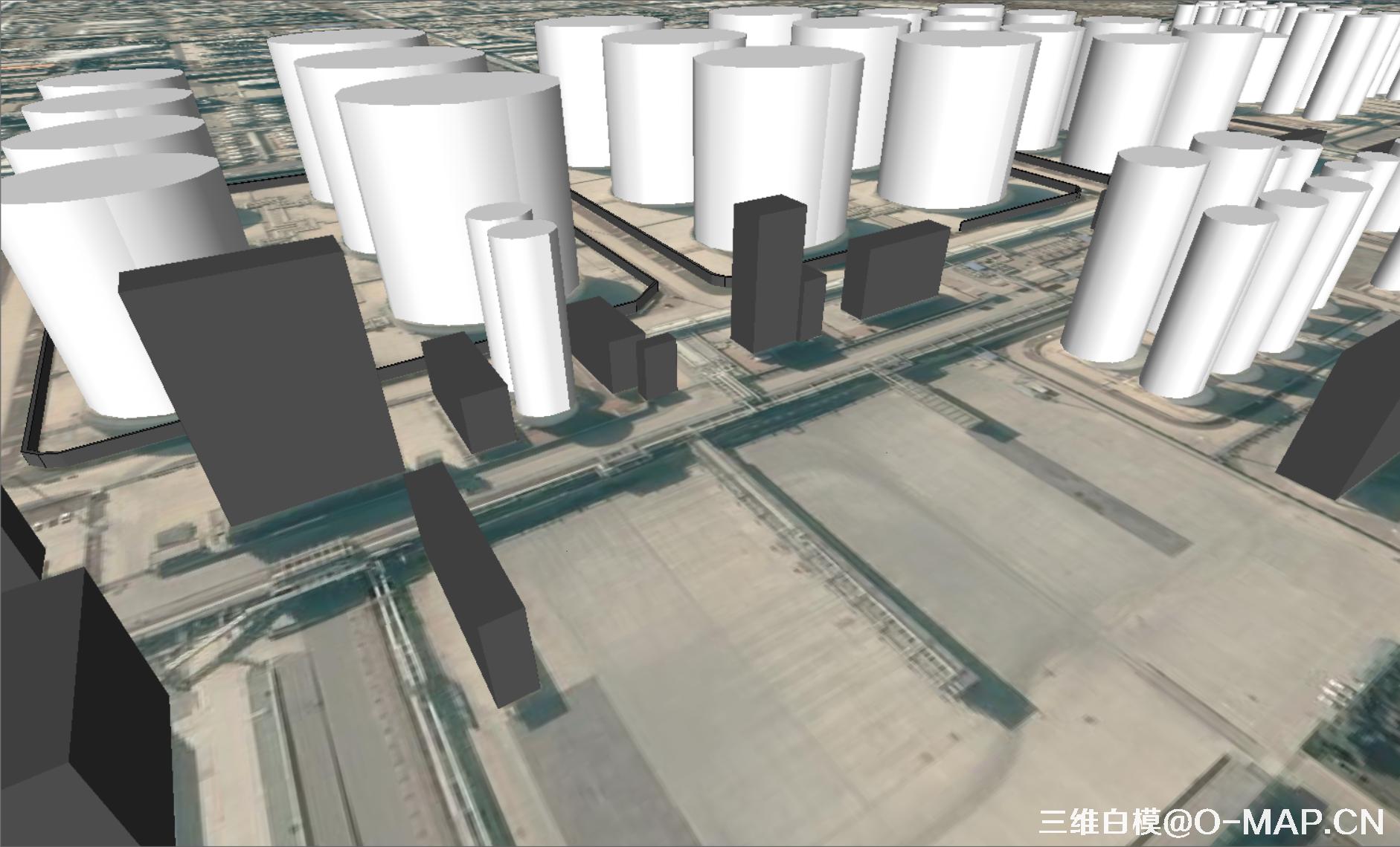 烟台市化工区3D白模建筑物白模石油储蓄罐白模
