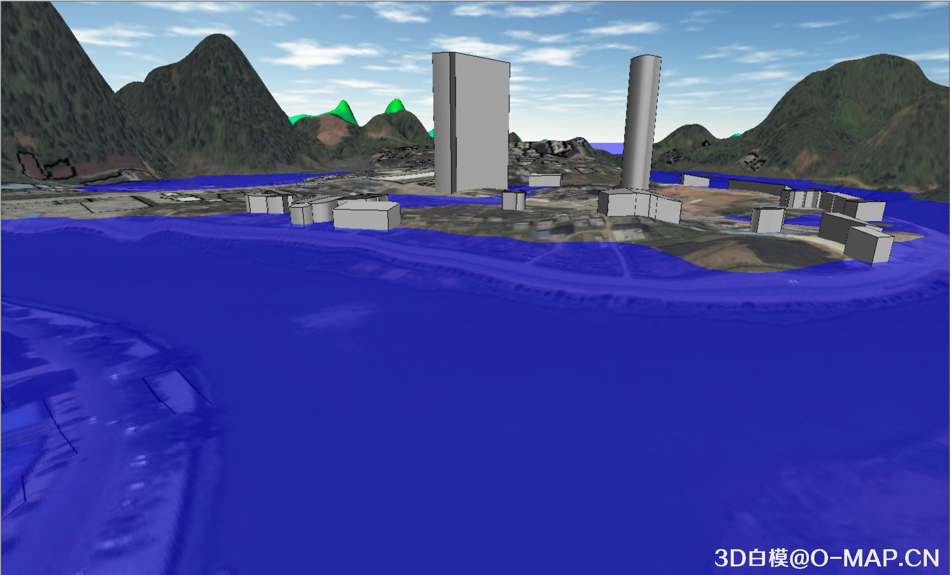 使用3D白模技术模拟广东怀集洪水水灾