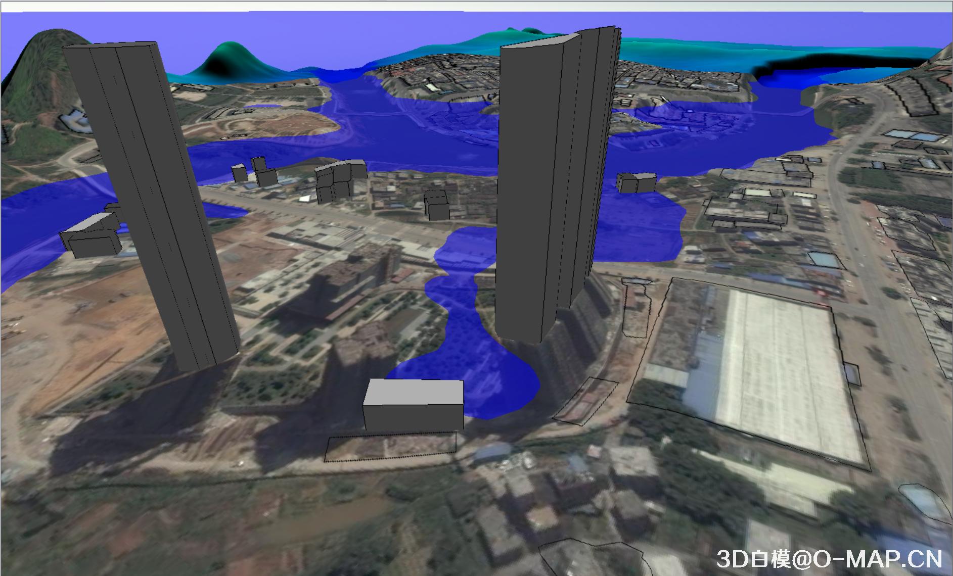 使用3D白模技术模拟广东怀集洪水水灾
