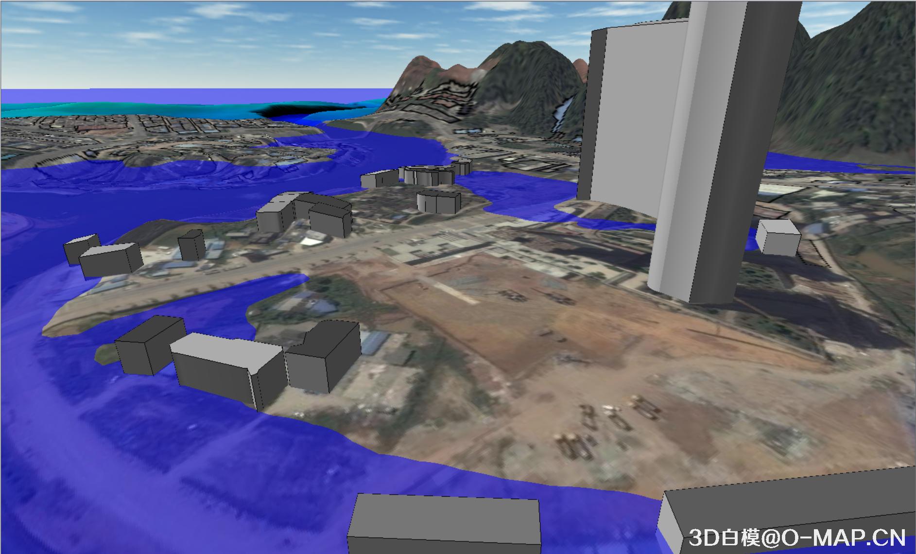 使用3D白模技术模拟广东怀集洪水水灾