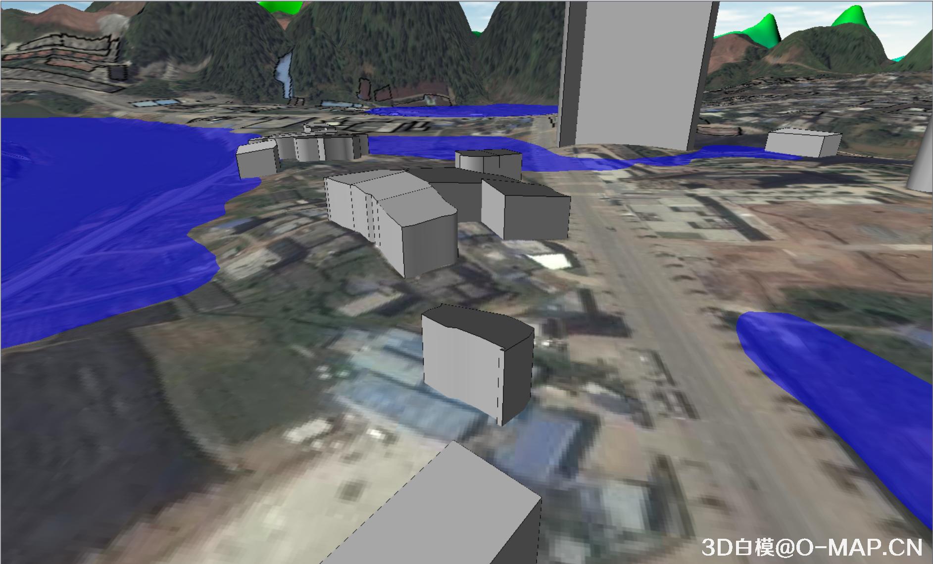 使用3D白模技术模拟广东怀集洪水水灾