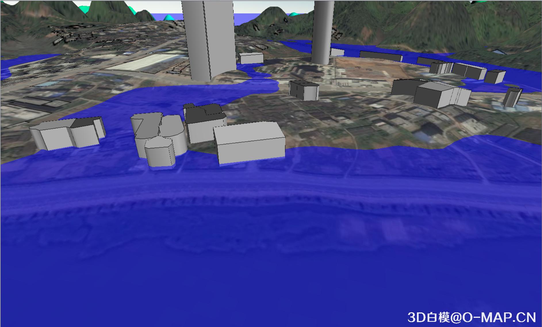 使用3D白模技术模拟广东怀集洪水水灾