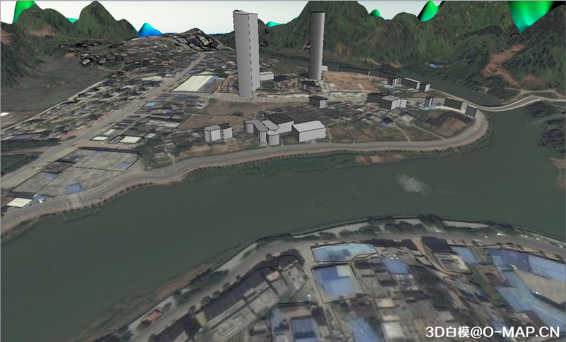 使用3D白模技术模拟广东怀集洪水水灾