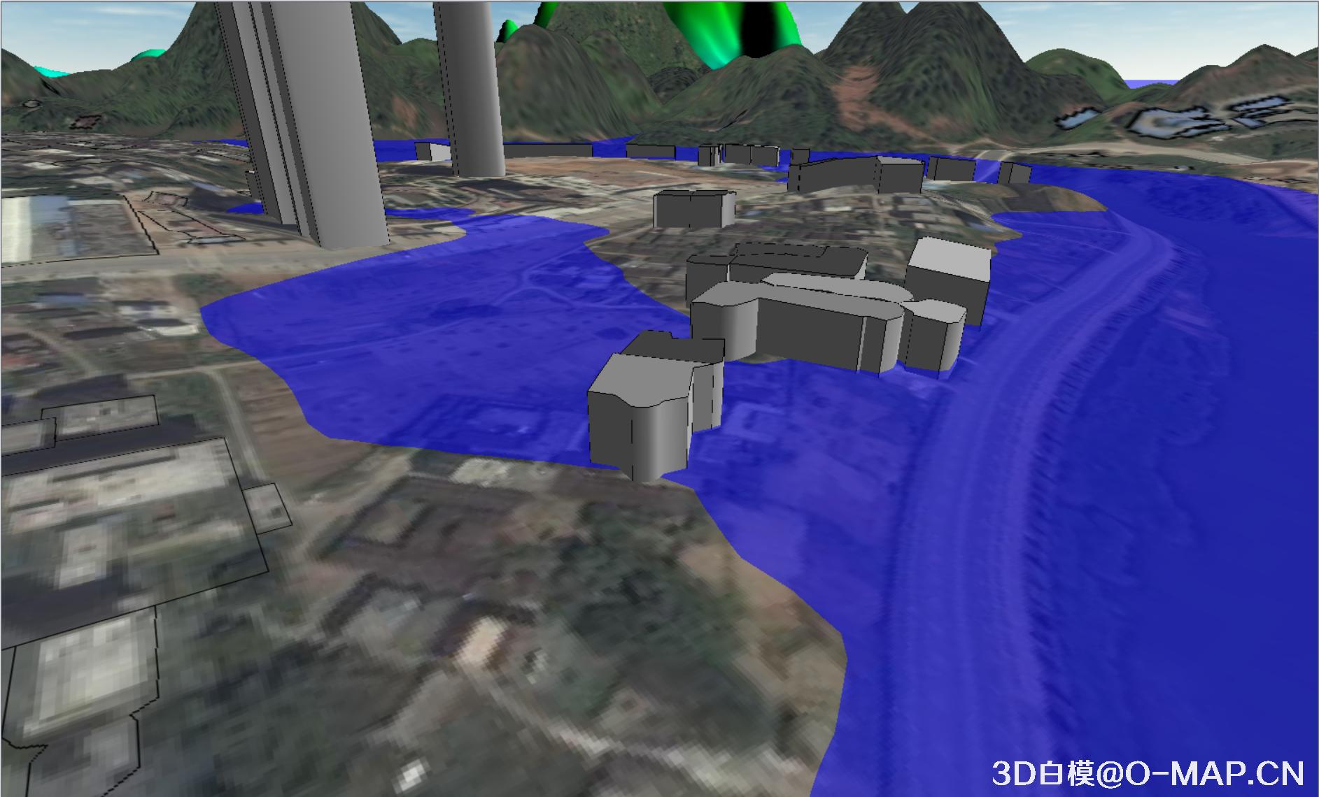 使用3D白模技术模拟广东怀集洪水水灾