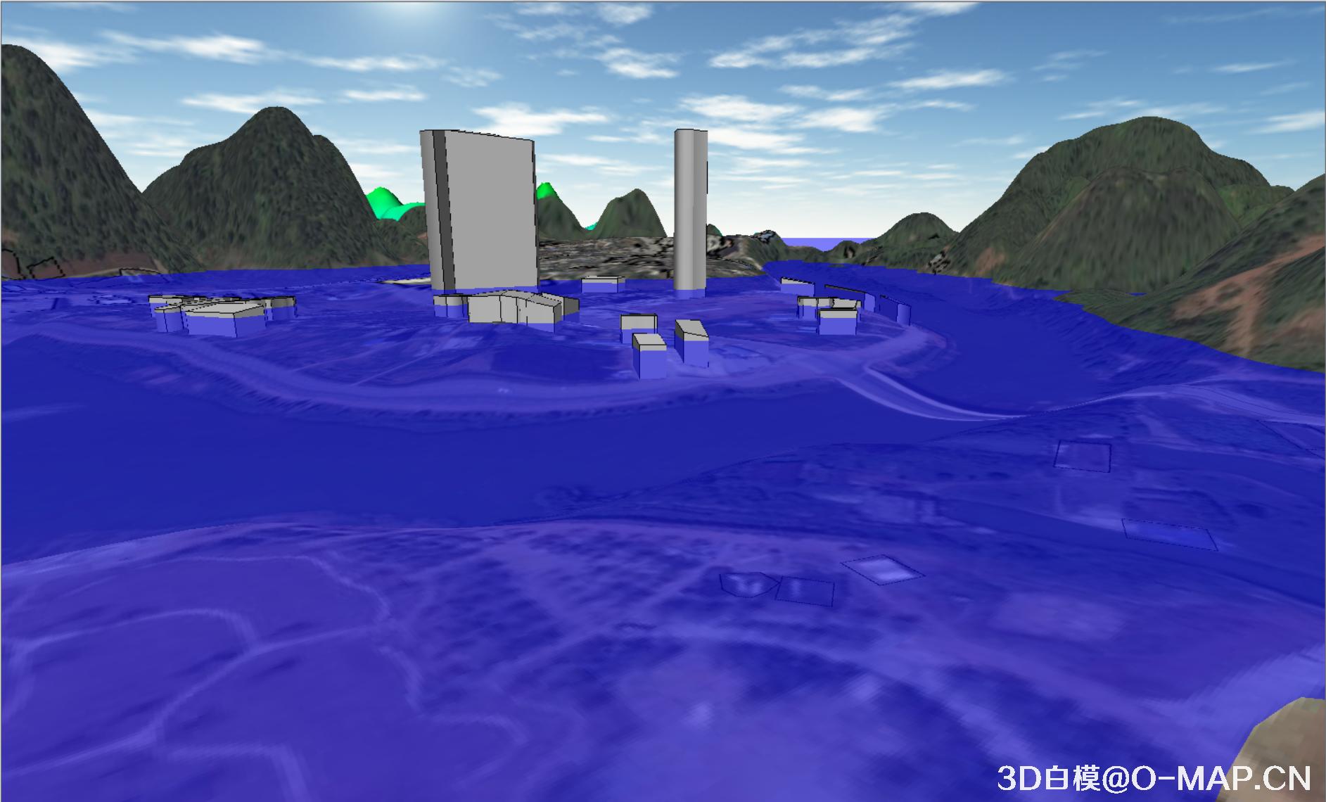 使用3D白模技术模拟广东怀集洪水水灾