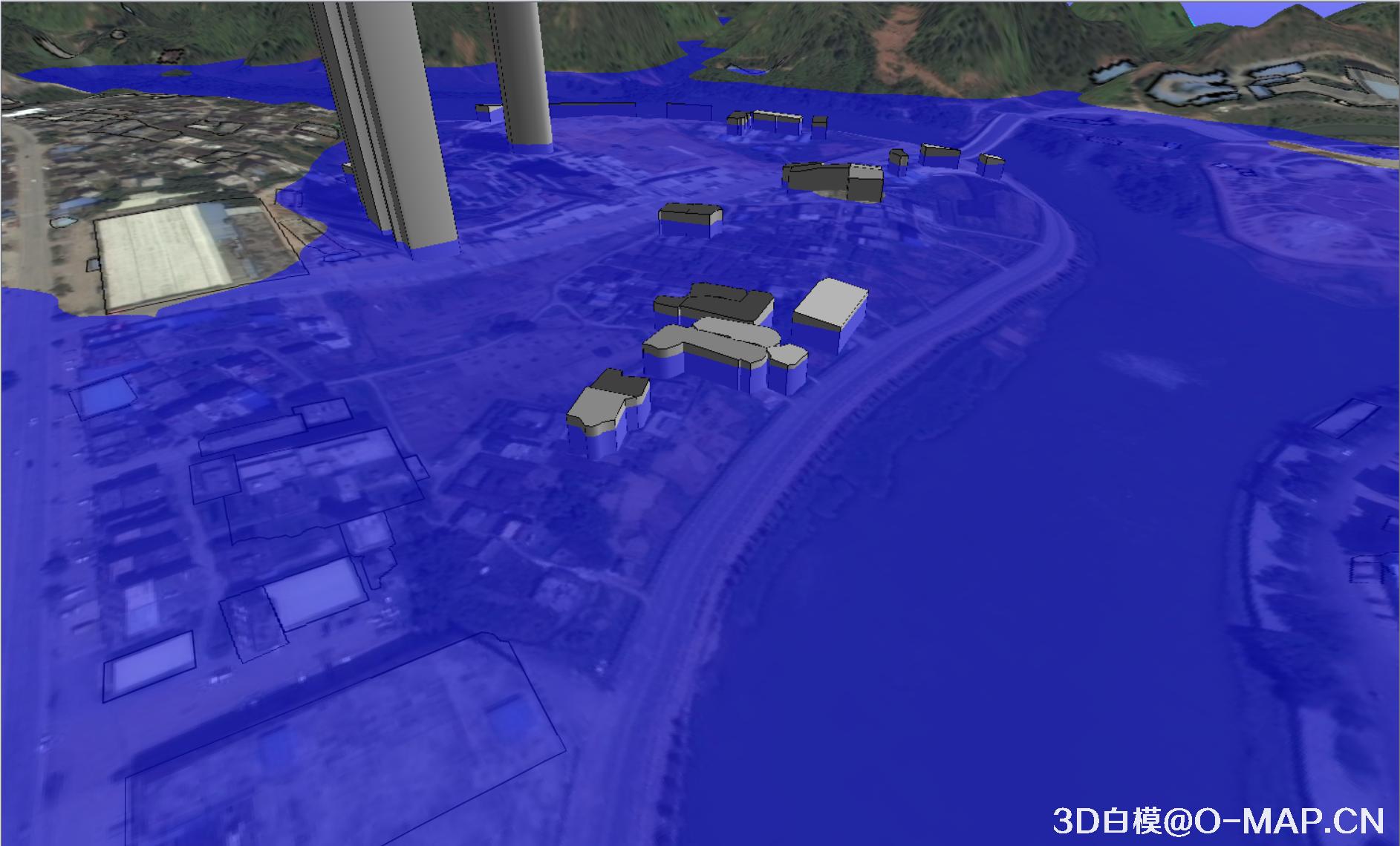 使用3D白模技术模拟广东怀集洪水水灾