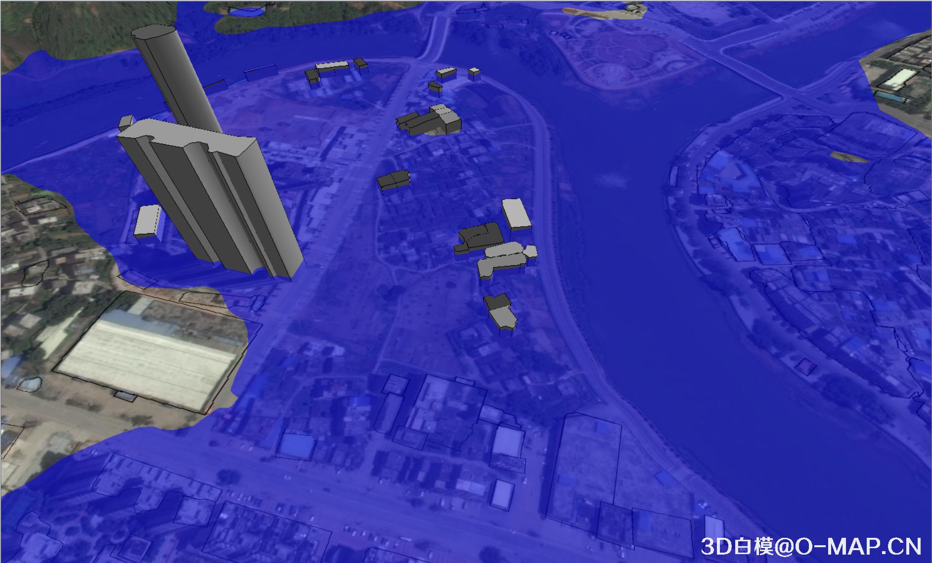 使用3D白模技术模拟广东怀集洪水水灾
