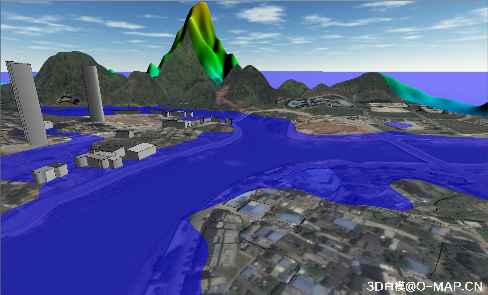 使用3D白模技术模拟广东怀集洪水水灾