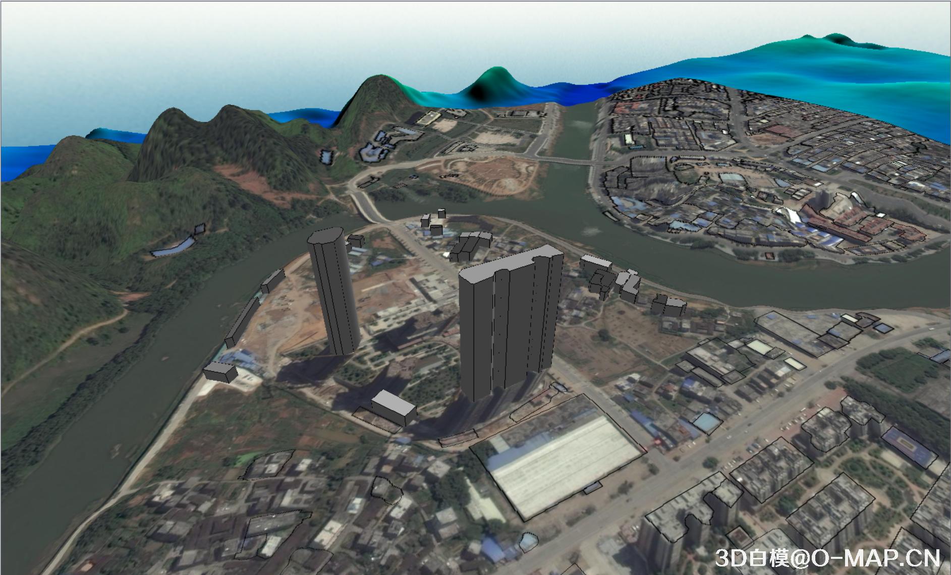 使用3D白模技术模拟广东怀集洪水水灾