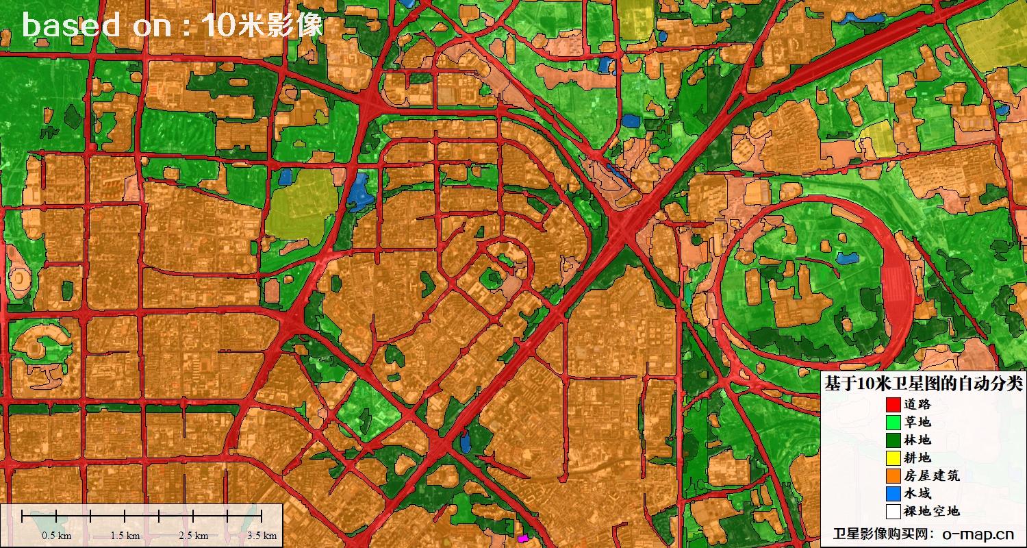 基于2023年最新北京市10米分辨率影像图的自动生成的土地利用分类图