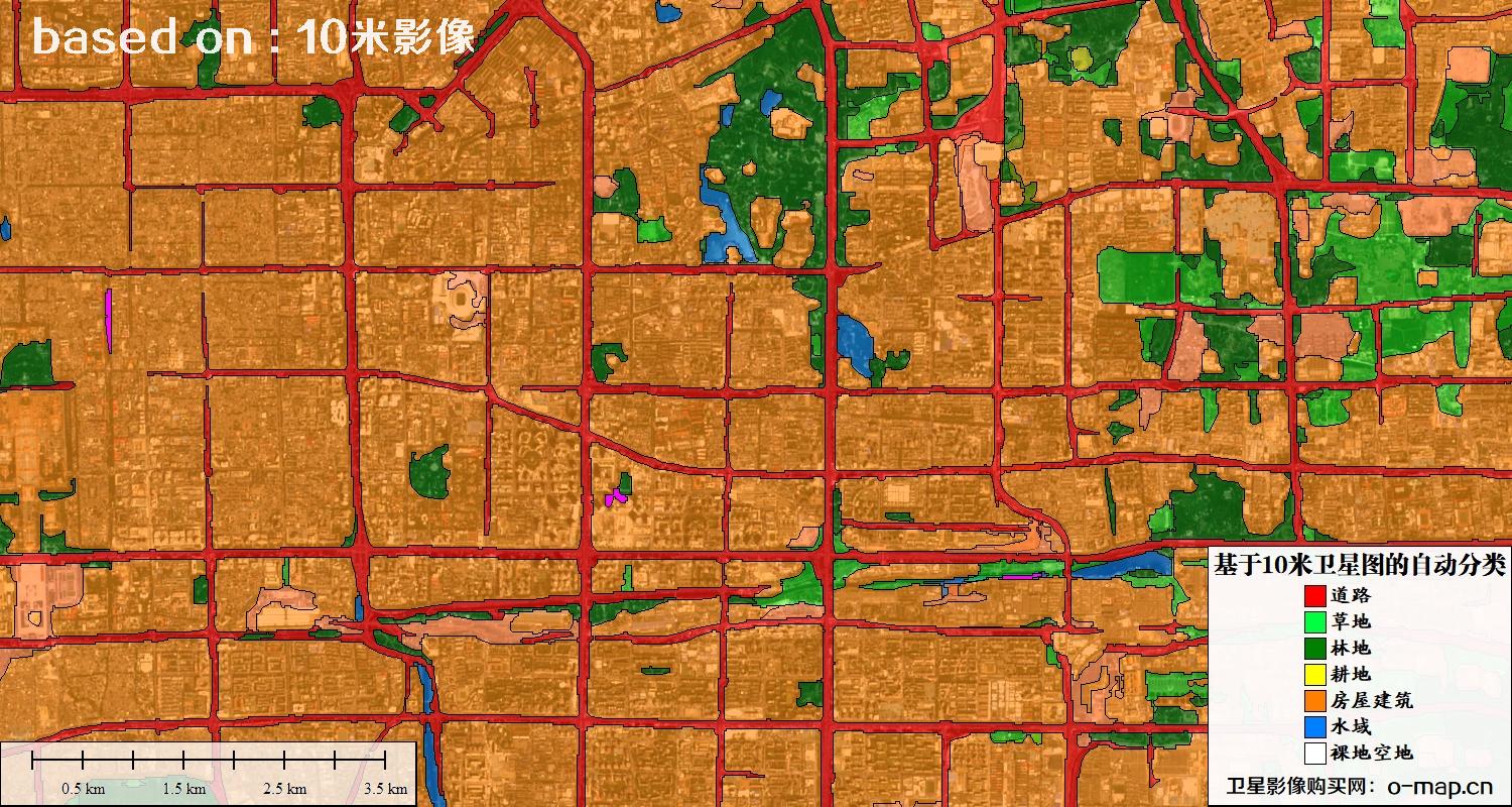 基于2023年最新北京市10米分辨率影像图的自动生成的土地利用分类图