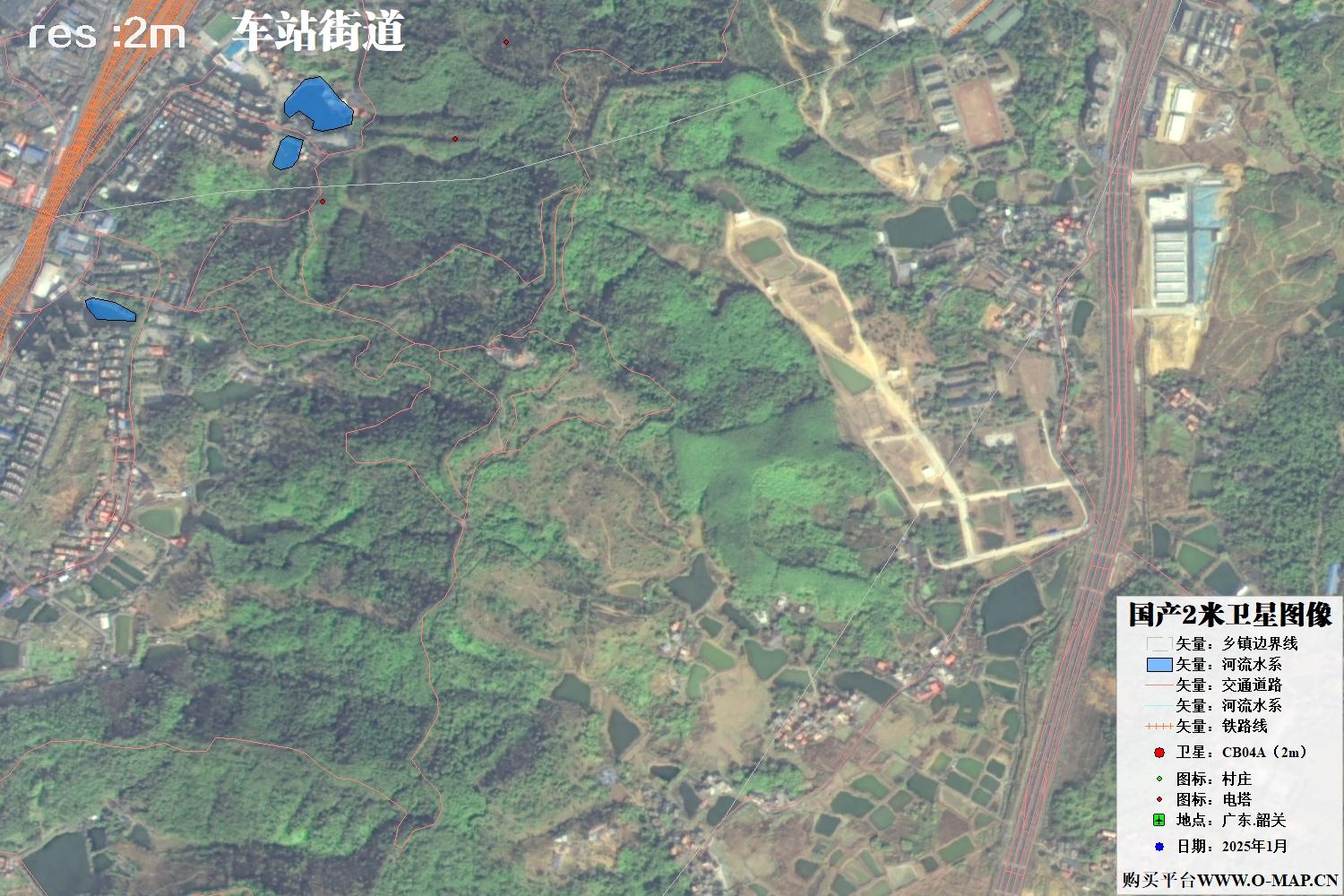 2米分辨率CB04A卫星2025年拍摄的广东省韶关市卫星图像