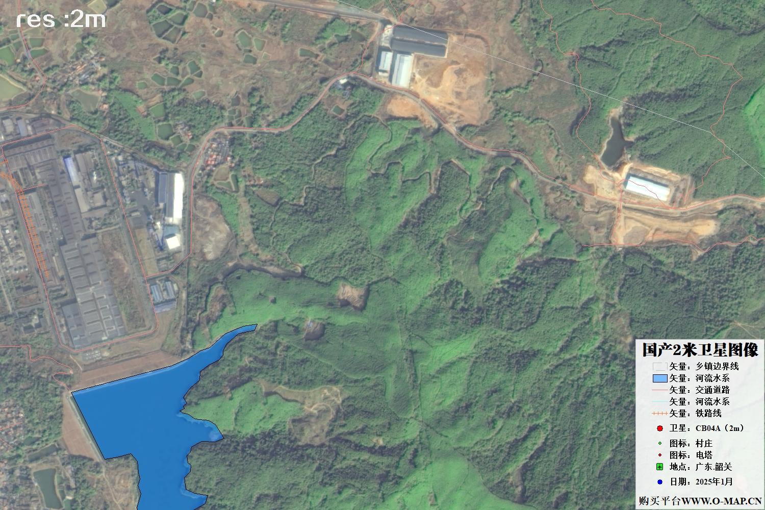 2米分辨率CB04A卫星2025年拍摄的广东省韶关市卫星图像