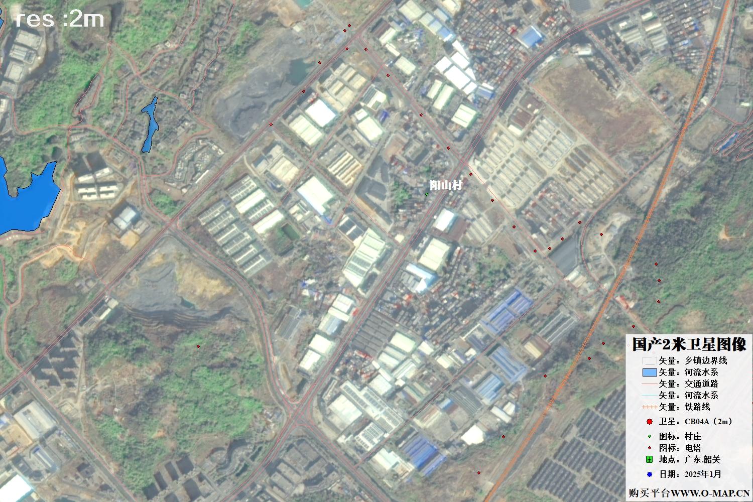 2米分辨率CB04A卫星2025年拍摄的广东省韶关市卫星图像