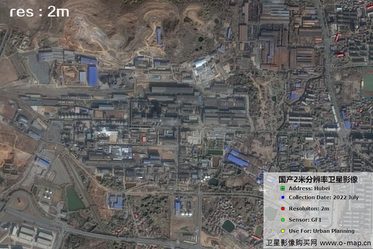 国产2米分辨率GF1卫星2022年拍摄的黄石市及大冶市周边影像图
