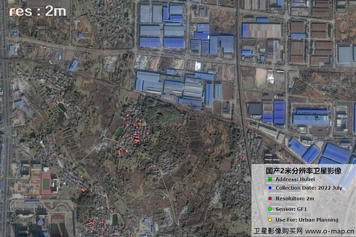 国产2米分辨率GF1卫星2022年拍摄的黄石市及大冶市周边影像图