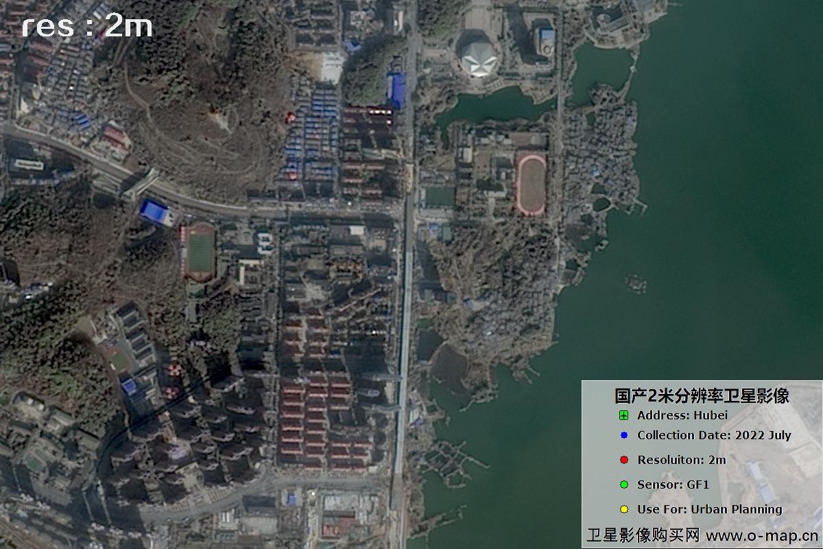 国产2米分辨率GF1卫星2022年拍摄的黄石市及大冶市周边影像图