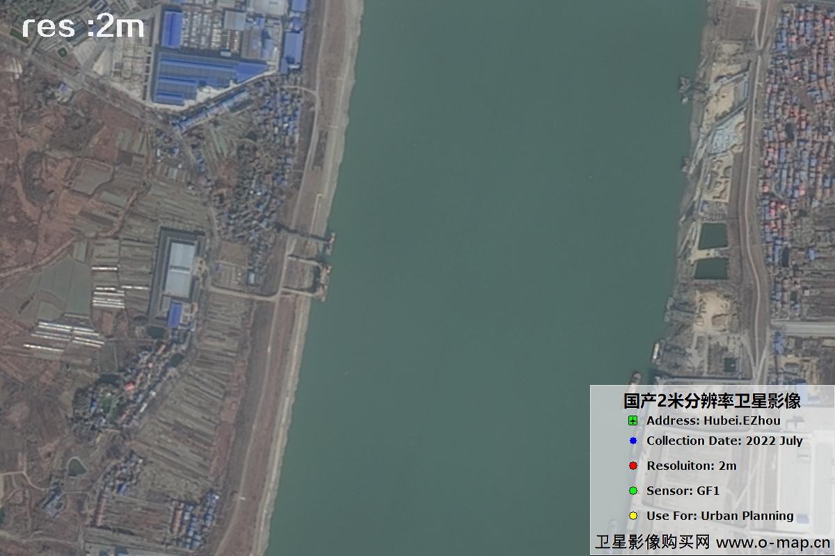 2米GF1卫星2022年拍摄的鄂州市黄冈市及花湖机场卫星图像