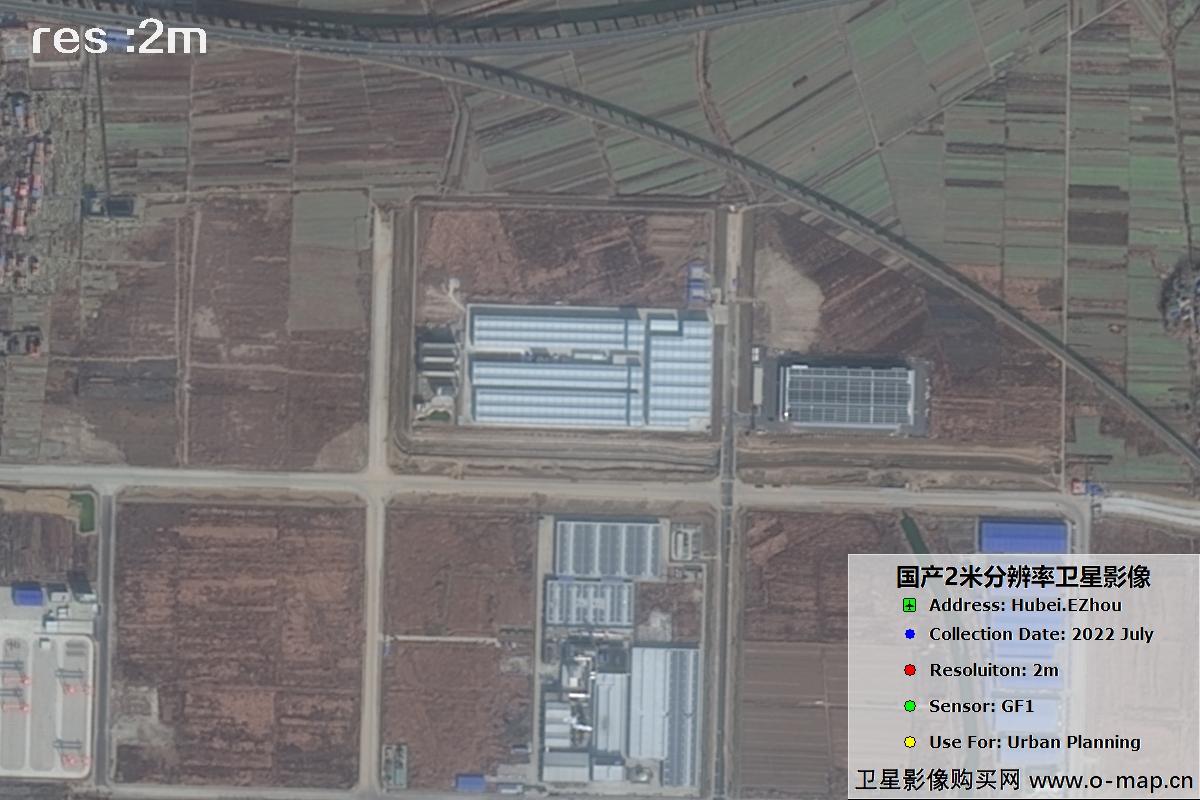 2米GF1卫星2022年拍摄的鄂州市黄冈市及花湖机场卫星图像
