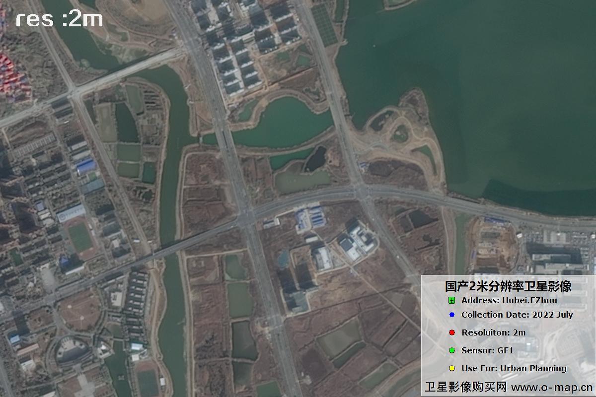 2米GF1卫星2022年拍摄的鄂州市黄冈市及花湖机场卫星图像