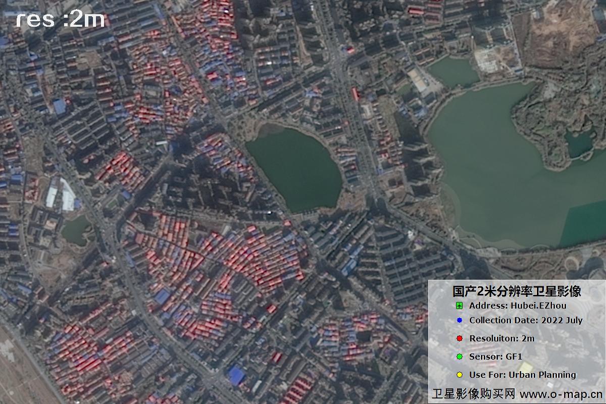 2米GF1卫星2022年拍摄的鄂州市黄冈市及花湖机场卫星图像