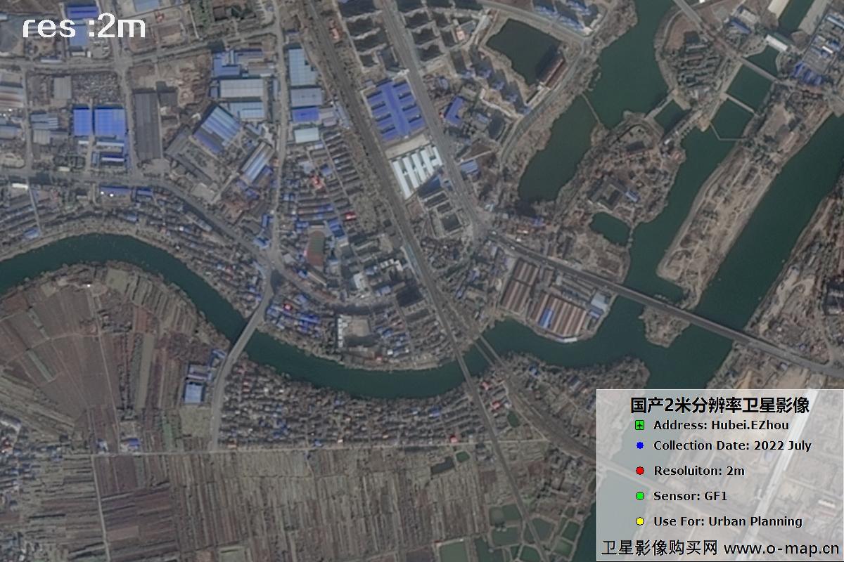 2米GF1卫星2022年拍摄的鄂州市黄冈市及花湖机场卫星图像