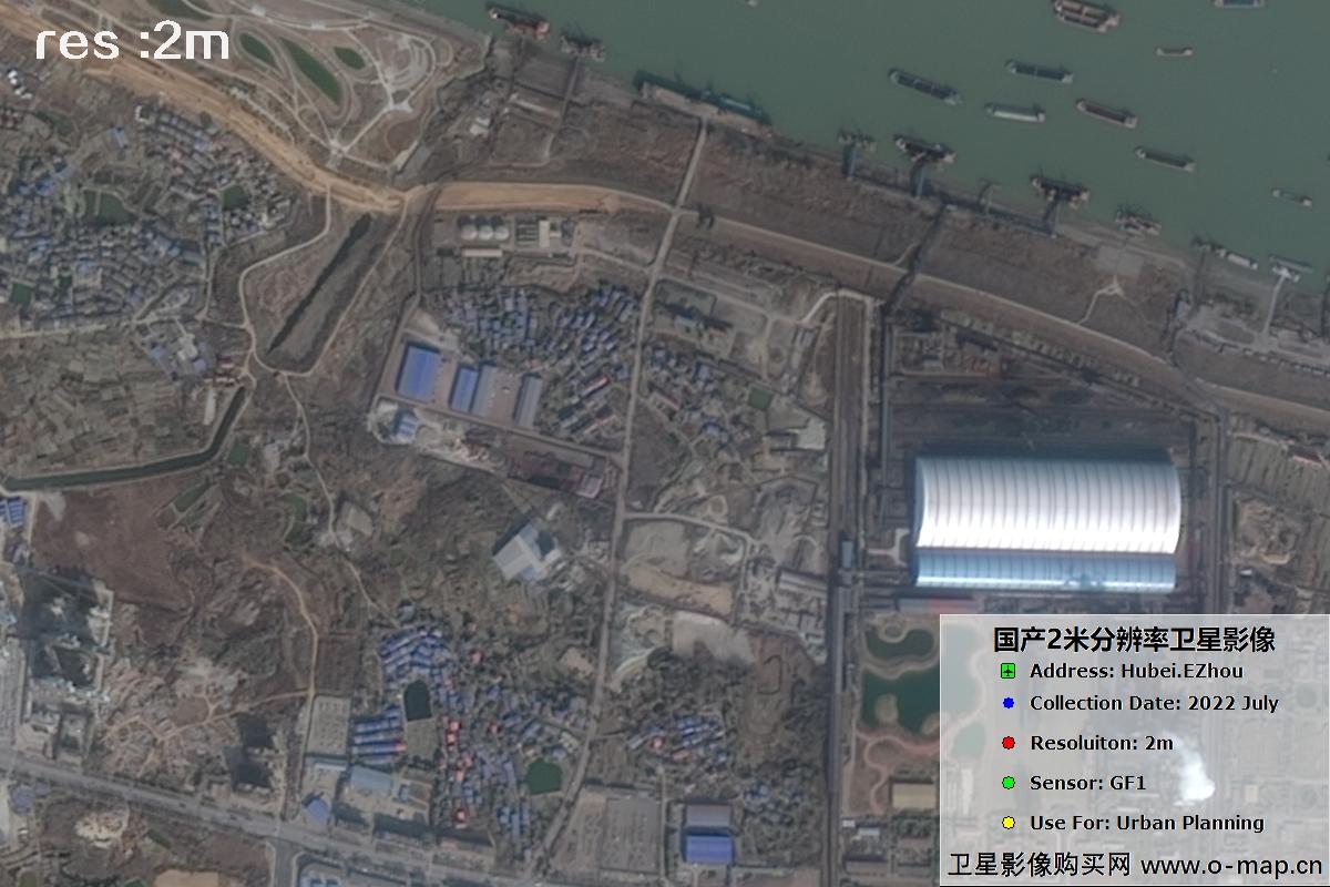 2米GF1卫星2022年拍摄的鄂州市黄冈市及花湖机场卫星图像