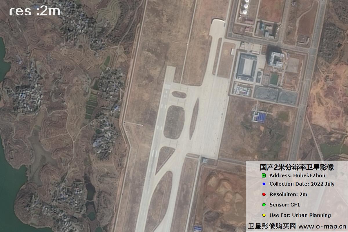 2米GF1卫星2022年拍摄的鄂州市黄冈市及花湖机场卫星图像