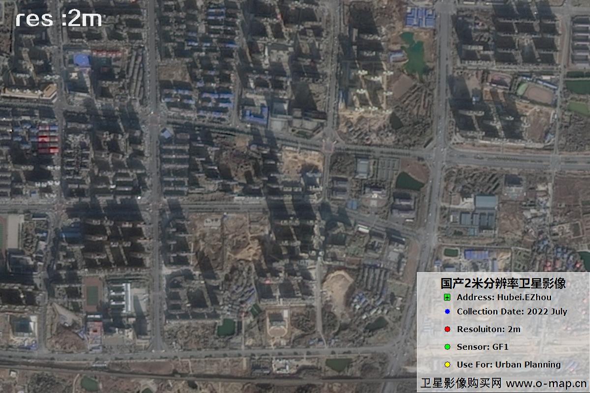 2米GF1卫星2022年拍摄的鄂州市黄冈市及花湖机场卫星图像