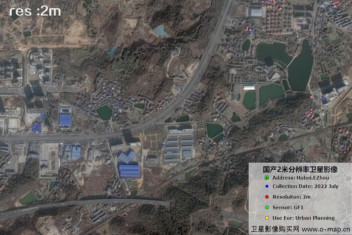 2米GF1卫星2022年拍摄的鄂州市黄冈市及花湖机场卫星图像