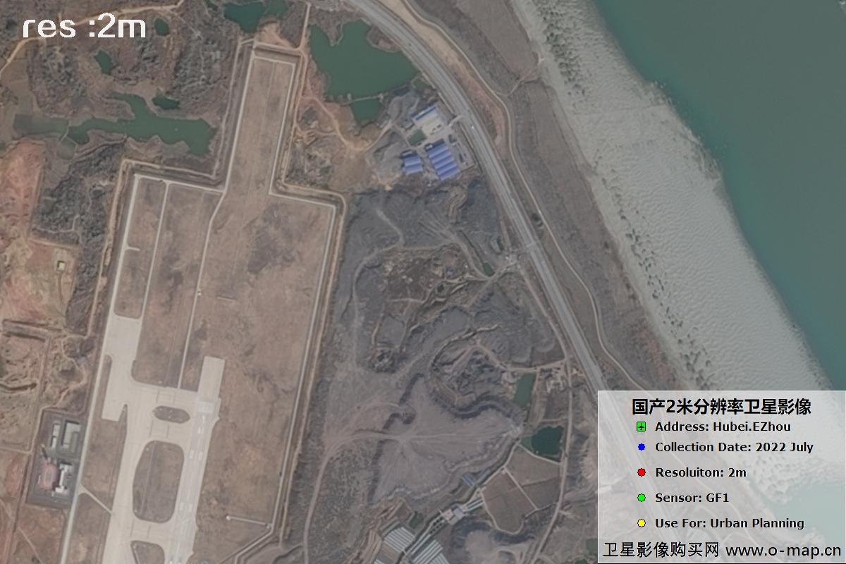 2米GF1卫星2022年拍摄的鄂州市黄冈市及花湖机场卫星图像