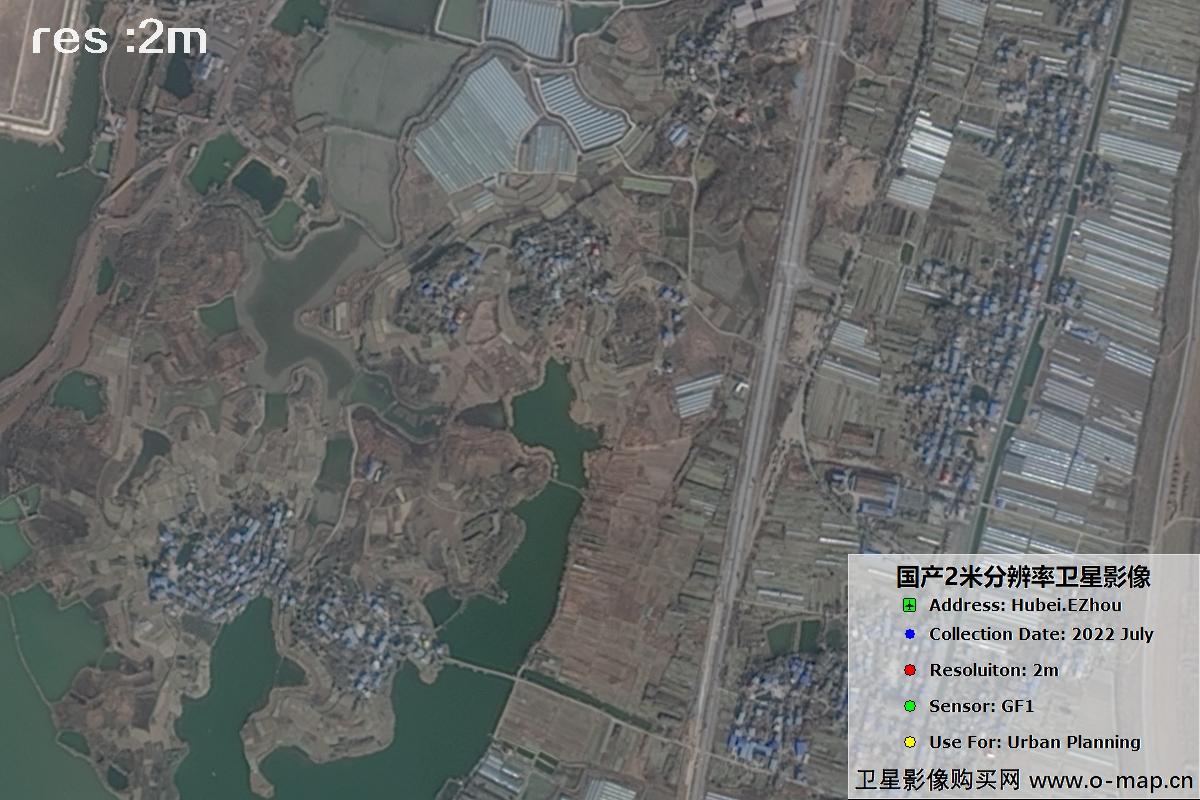 2米GF1卫星2022年拍摄的鄂州市黄冈市及花湖机场卫星图像