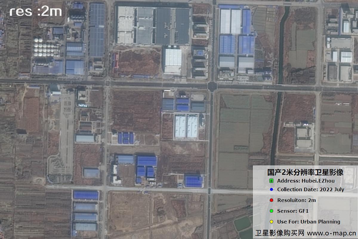 2米GF1卫星2022年拍摄的鄂州市黄冈市及花湖机场卫星图像
