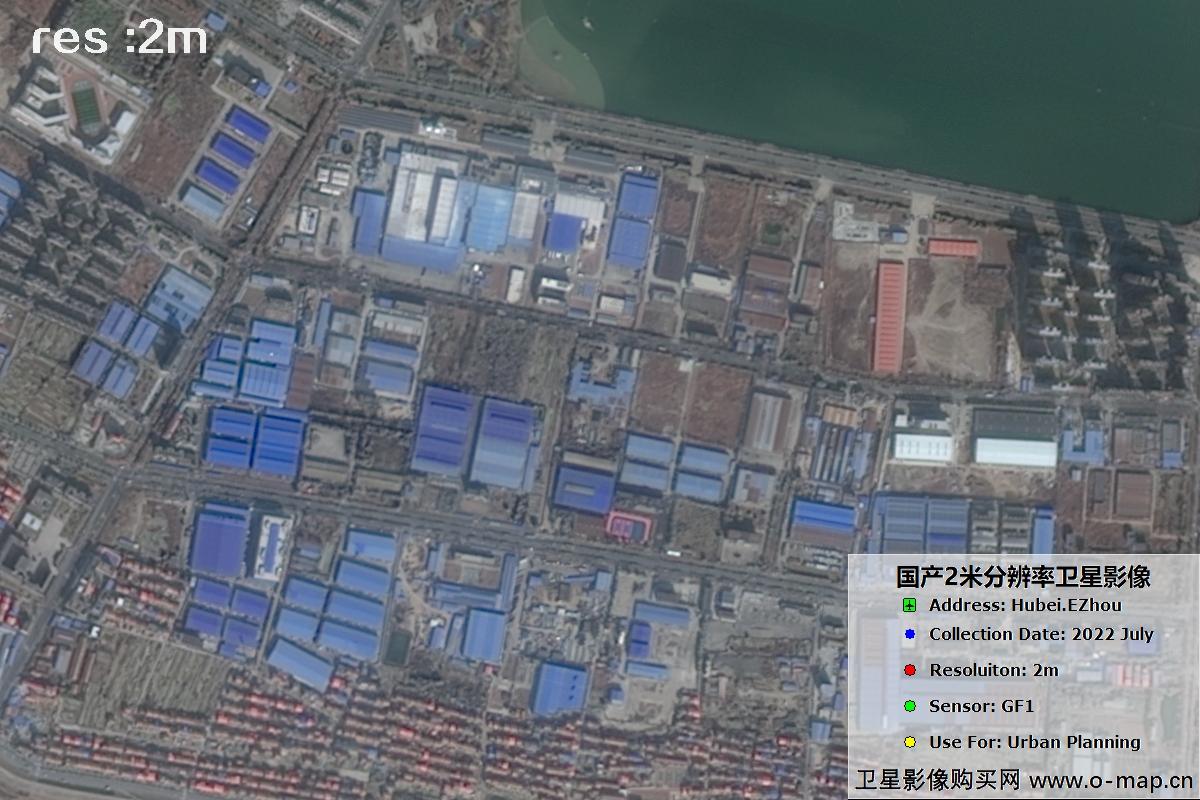 2米GF1卫星2022年拍摄的鄂州市黄冈市及花湖机场卫星图像