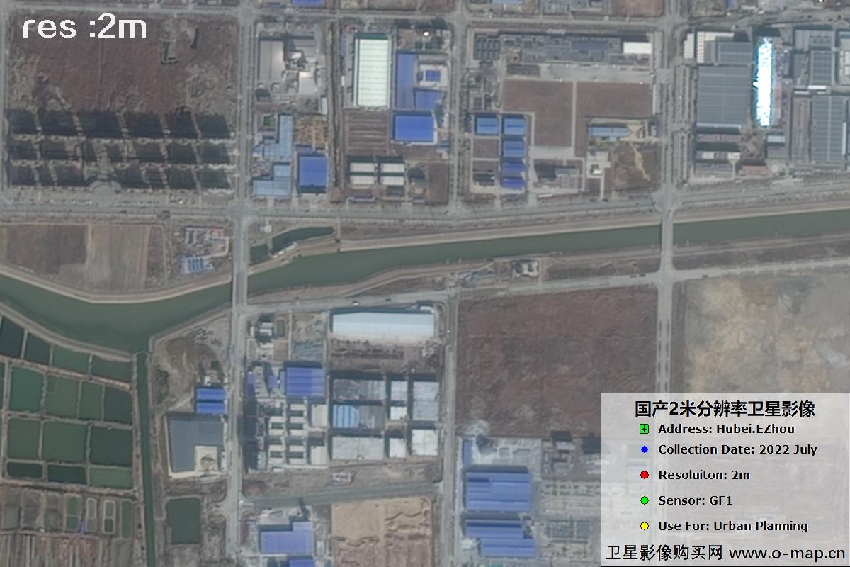 2米GF1卫星2022年拍摄的鄂州市黄冈市及花湖机场卫星图像