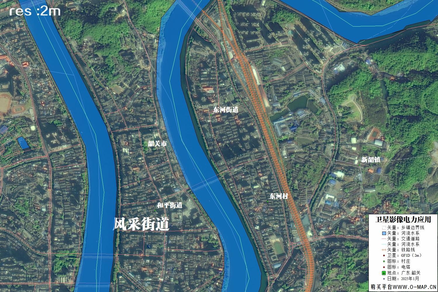 2米分辨率GF1D卫星2025年韶关市卫星图像