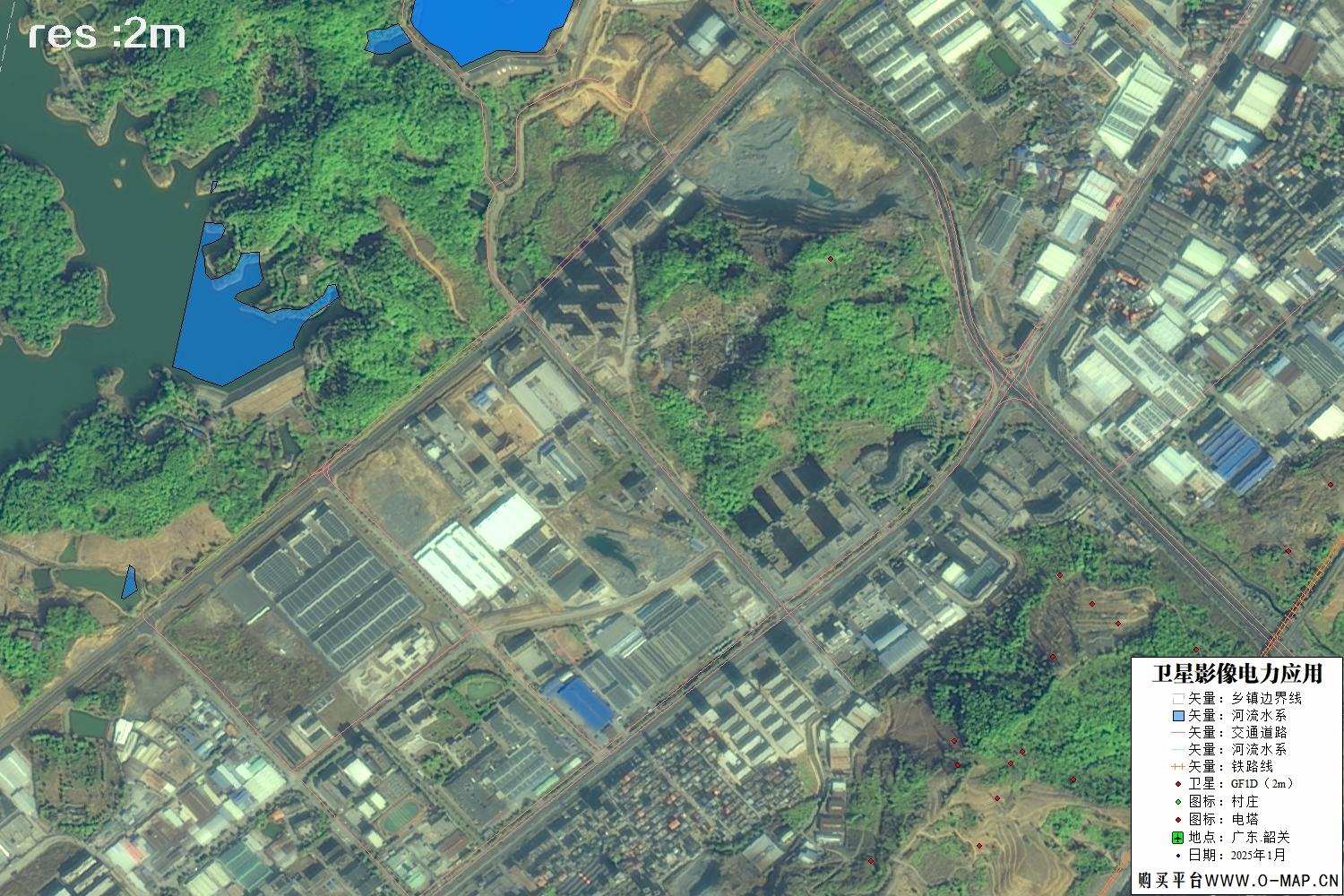 2米分辨率GF1D卫星2025年韶关市卫星图像