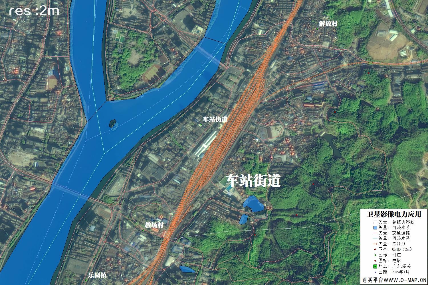 2米分辨率GF1D卫星2025年韶关市卫星图像
