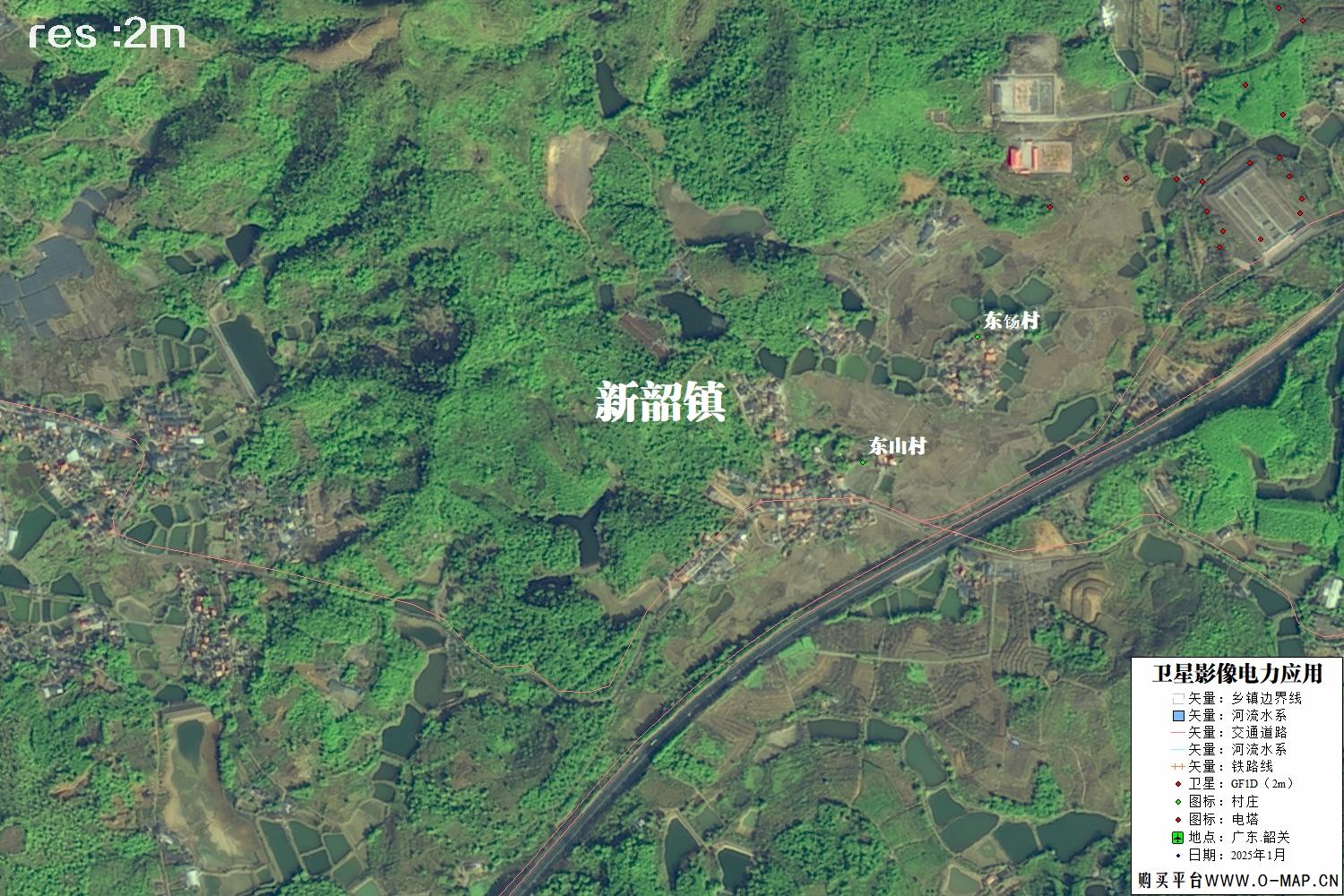 2米分辨率GF1D卫星2025年韶关市卫星图像