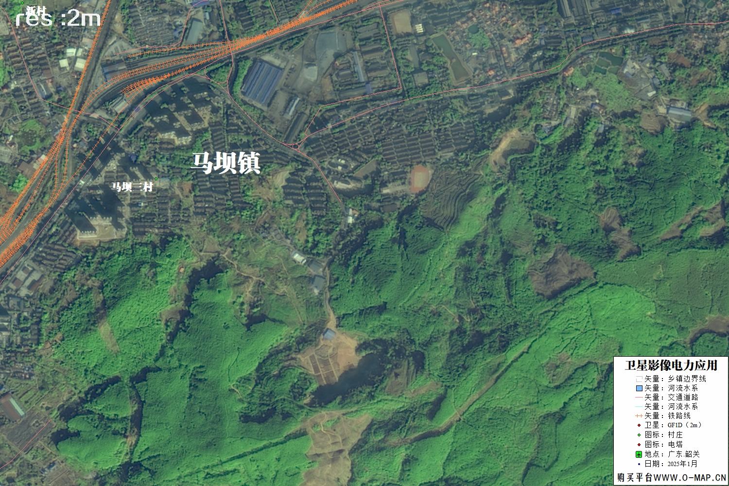 2米分辨率GF1D卫星2025年韶关市卫星图像