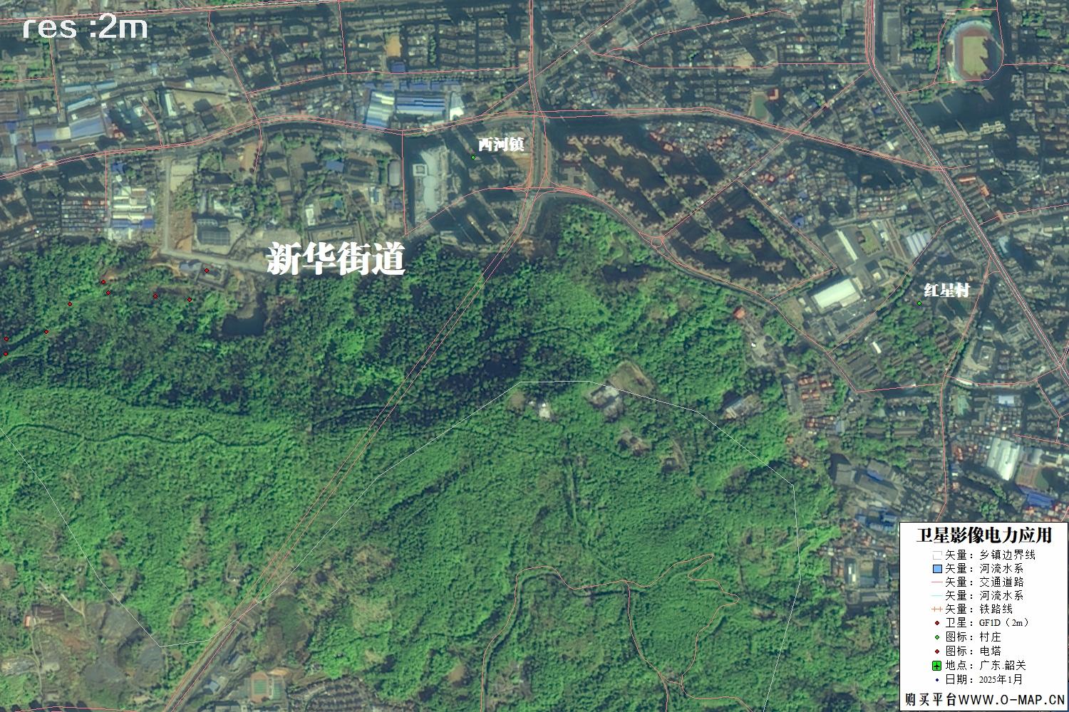 2米分辨率GF1D卫星2025年韶关市卫星图像
