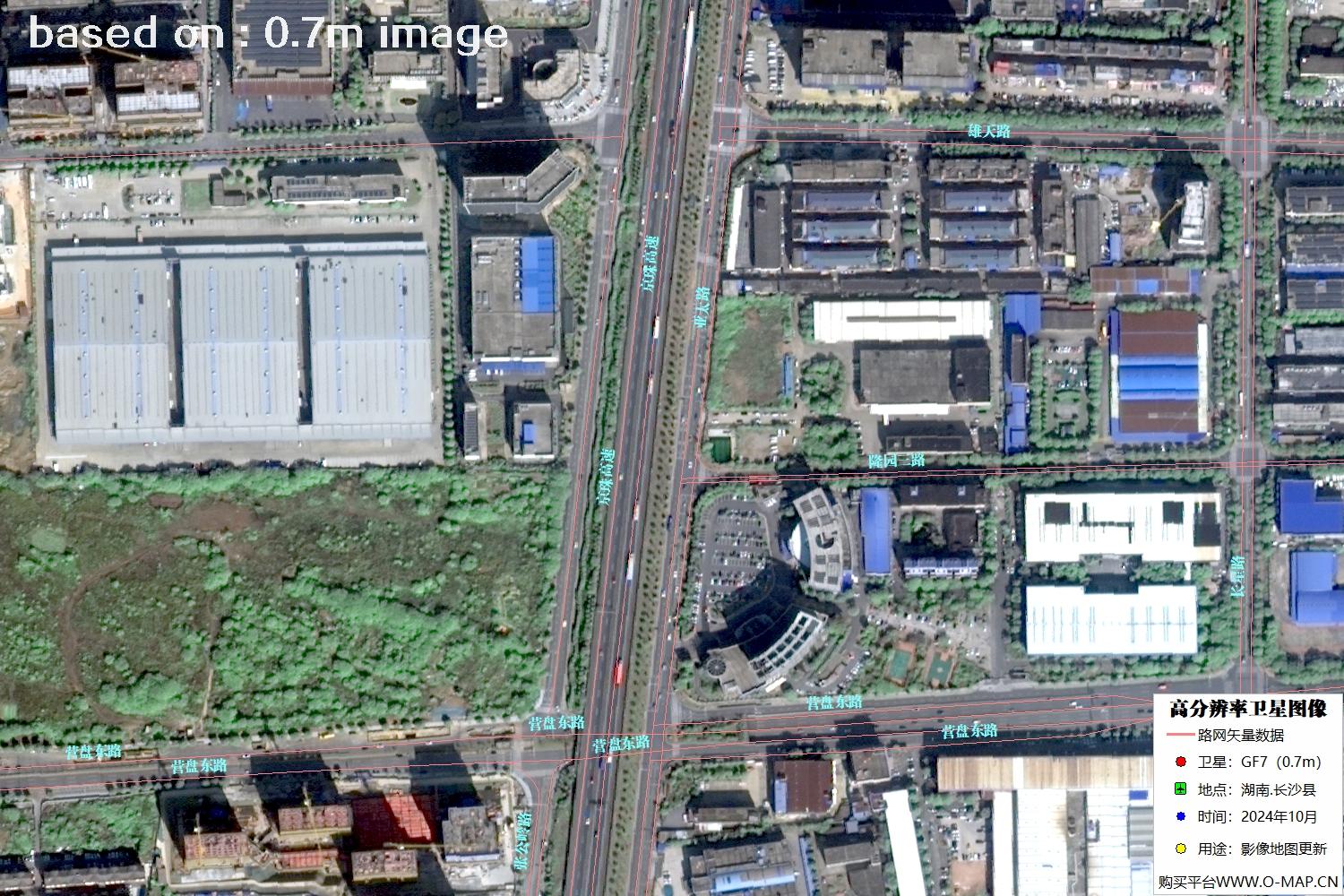 高分七号2024年10月份拍摄的湖南省长沙县卫星图像