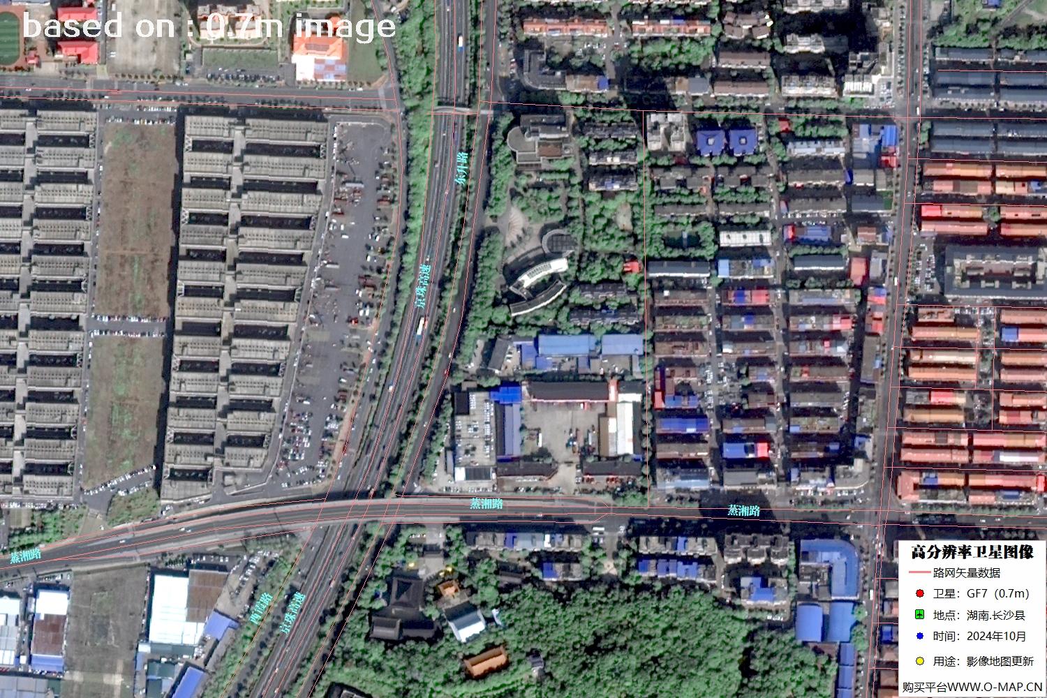 高分七号2024年10月份拍摄的湖南省长沙县卫星图像
