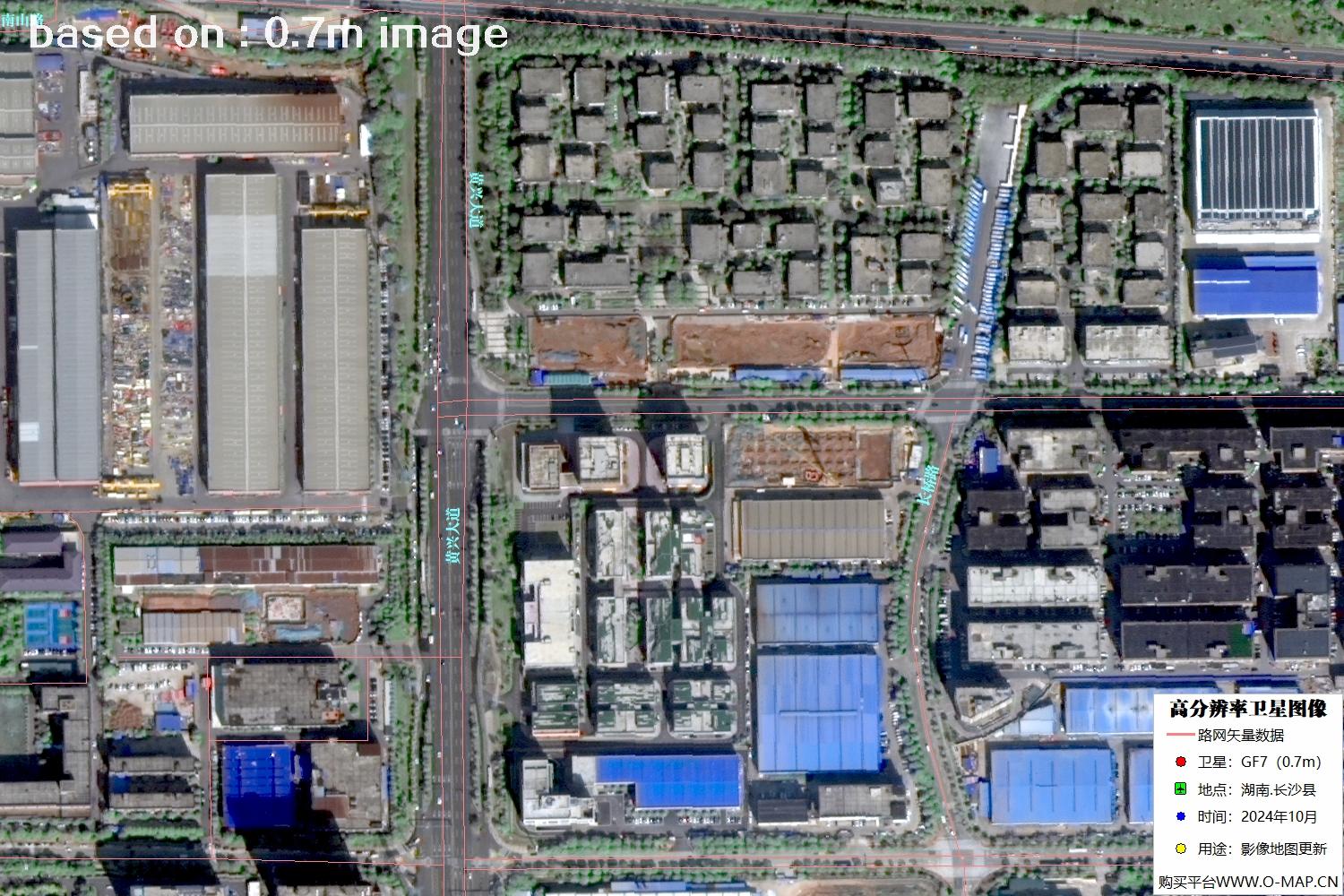 高分七号2024年10月份拍摄的湖南省长沙县卫星图像