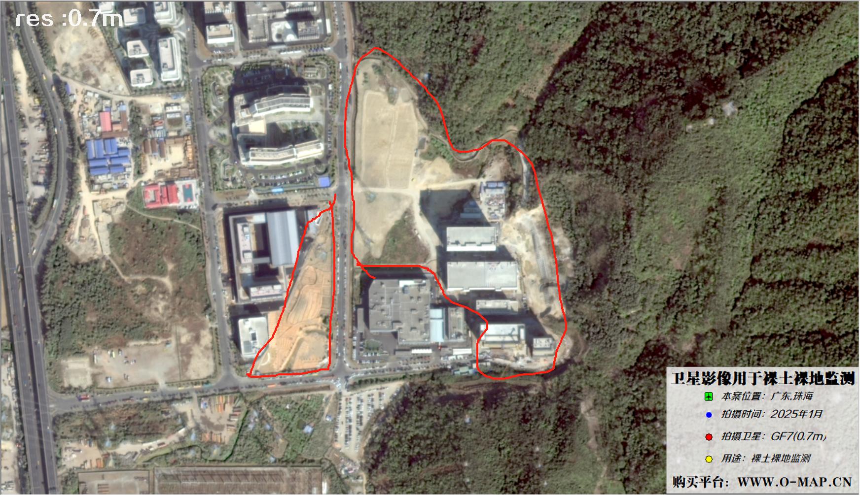 GF7卫星拍摄的珠海市裸土裸地卫星图像