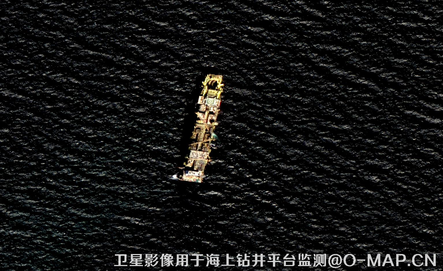 0.8米分辨率高分二号卫星影像用于海上石油钻井平台监测